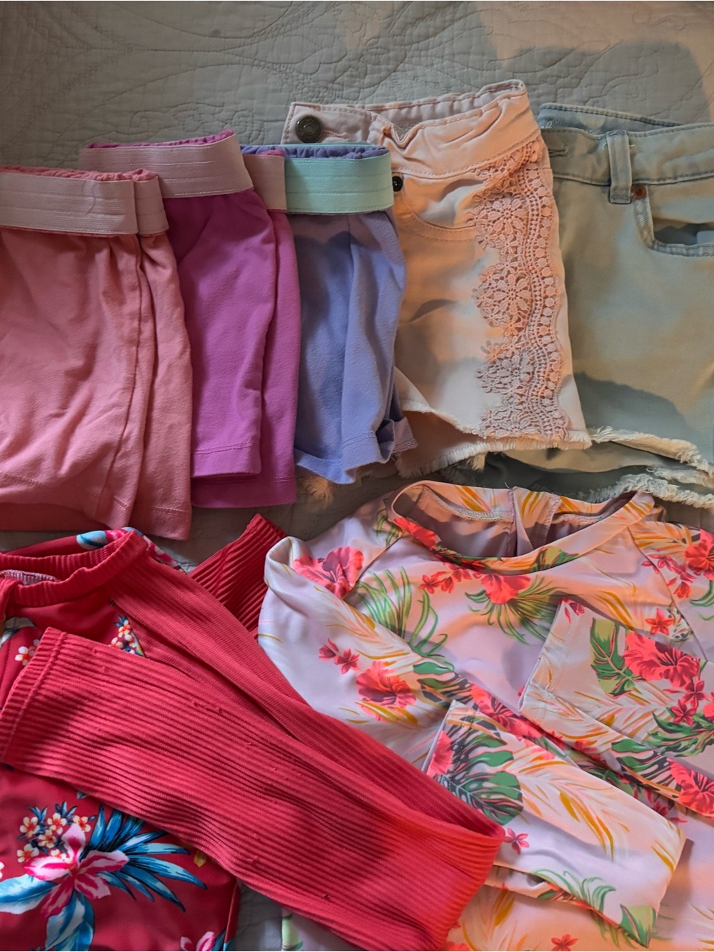 Cat & Jack Girls' Pink, Purple, Cream, Blue & Red Assorted Bottoms and Tops Set